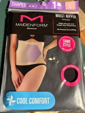 New Large Maidenform Black Cool Comfort Waist Nipper flexees